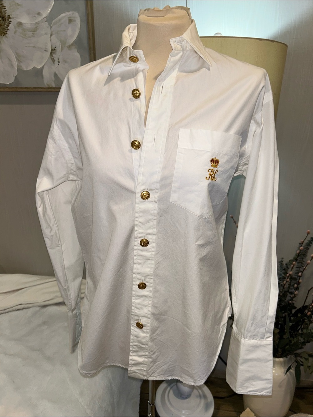 Vintage Ralph Lauren 100% Cotton Crest Button-Down Shirt